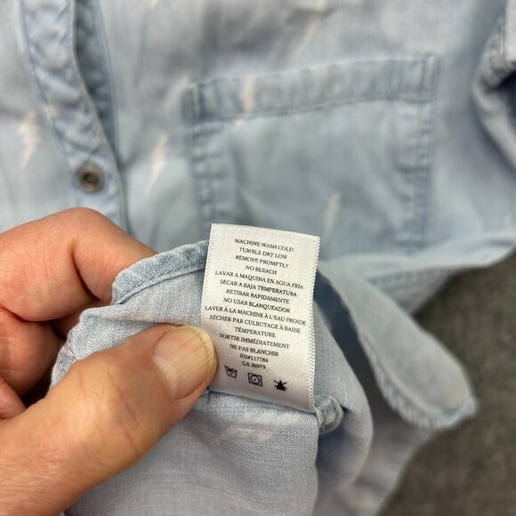 Rails Lightning Bolt Button up Long Sleeve Shirt Women's Size XS Blue Chambray - Picture 7 of 11